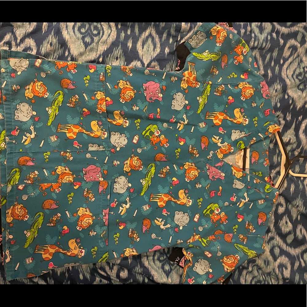 XS zoo animals scrub top